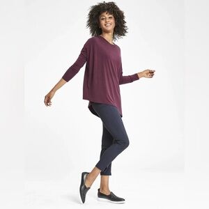 Athleta Cloudlight Relaxed asymmetrical Top, burgundy modal oversized